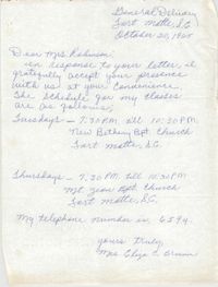 Letter from Eliza C. Brown to Bernice Robinson, October 20, 1965