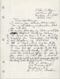 Letter from Eddie C. Koon to Bernice Robinson, October 20, 1965