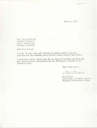 Letter from Lila Parker to Cynthia Maisel, March 1, 1967