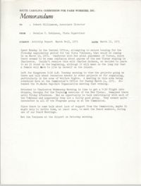 Memorandum from Bernice V. Robinson to Robert Williamson, March 15, 1971