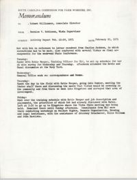 Memorandum from Bernice V. Robinson to Robert Williamson, February 29, 1971