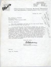 Letter from Alton C. Crews to Bernice Robinson, October 25, 1972