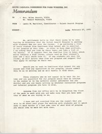 Memorandum from Laura M. Martinez to VISTA Staff, February 27, 1970