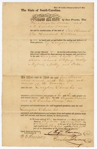 Bill of Sale for Five Enslaved Persons from Augustus and Carolina Taveau to Langdon Cheves Sr., 1831