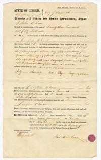 Bill of Sale for Six Enslaved Persons from John S. Law to Langdon Cheves Sr., 1848