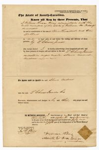 Bill of Sale for the Enslaved Man Andrew from William Rivers to Langdon Cheves Jr., 1851