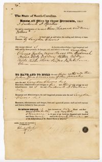 Bill of Sale for Twelve Enslaved Persons from Frederick Porcher to Langdon Cheves Sr., 1849