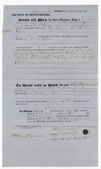 Bill of Sale for Six Enslaved Persons from Jacob Waldburg to Langdon Cheves Sr., 1853