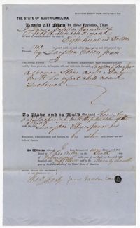 Bill of Sale for the Enslaved Woman Amey and her Child Zachariah, 1853
