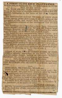 Advertisement of Southfield Plantation, 1860