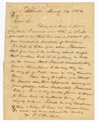 Letter from Charles Haskell to Langdon Cheves Jr., March 24th, 1862