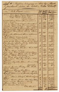 List of Enslaved Persons Belonging to Ann Ball Purchased from the Estate of John Ball