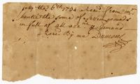 Receipt for John Hentie, 1704