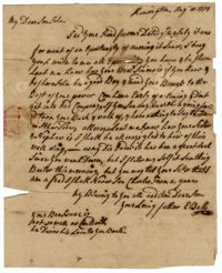 Letter from Elias Ball II to his Son John Ball, August, 1774