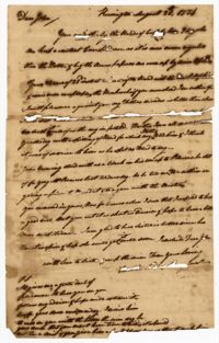 Letter from Elias Ball III to his Brother John Ball, August 28, 1774
