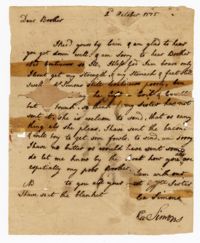 Letter from Catherine Simons to her Half-Brother John Ball, October 2, 1775