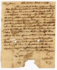 Letter from Elias Ball III to his Brother John Ball, October 3, 1776