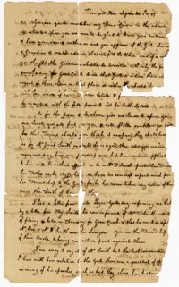 Torn Letter from Ann Waring to her Cousin John Ball, September 4, 1787