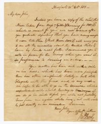 Letter from John Ball Sr. to his Son John Ball Jr., October 28, 1801
