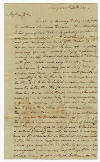 Letter from John Ball Sr. to his Son John Ball Jr., October 6, 1801