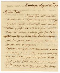 Letter from William James Ball to his Father John Ball Sr., August 18, 1807