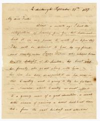 Letter from William James Ball to his Father John Ball Sr., September 27, 1807