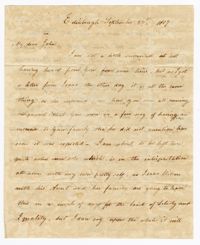 Letter from William James Ball to his Brother John Ball Jr., September 27, 1807