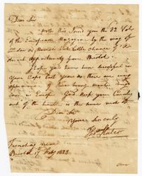 Letter from Thomas Slater to Isaac Ball, February 17, 1823