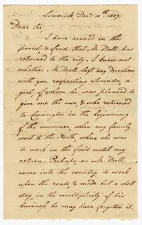 Letter from Overseer John Jacob Ischudy to Mr. Finby, December 11, 1827