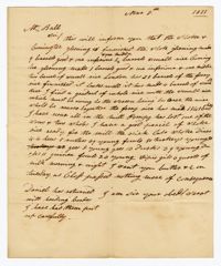 Letter from Stoke Plantation Overseer Thomas Finklea to John Ball, November 8, 1833