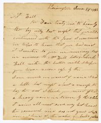 Letter from Kensington Plantation Overseer James Coward to John Ball, June 28, 1833