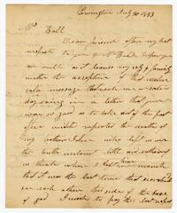 Letter from Kensington Plantation Overseer James Coward to Ann Ball, July 30, 1833