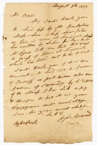 Letter from Hyde Park Plantation Overseer Jesse Coward to John Ball, August 9, 1833