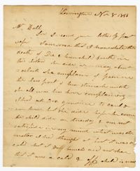 Letter from Kensington Plantation Overseer James Coward to John Ball, November 8, 1833