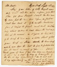 Letter from Hyde Park Plantation Overseer Jesse Coward to John Ball, September 13, 1833