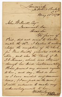 Letter from William Ball to John Nevitt, May 18, 1874