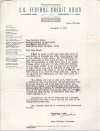 Letter from Esau Jenkins to Patricia Allen, December 9, 1968