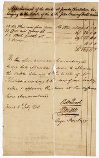 Appraisement of Jericho Plantation Stock, 1793