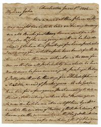 Letter from Elias Ball III to his Brother John Ball, June 1, 1806