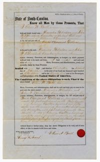 $8,000 Bond Between Elias Ball and Executors Alex Robertson and John Blacklock, 1857