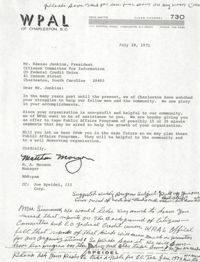 Letter from M. A. Mouzon to Esau Jenkins, July 28, 1971