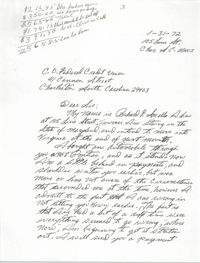 Letter from Richard F. Smalls to C. O. Federal Credit Union, January 31, 1972