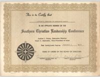 Citizen's Committee of Charleston County, Southern Christian Leadership Conference Certificate