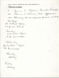 Memorandum from Bernice V. Robinson to James E. Clyburn, November 23, 1970