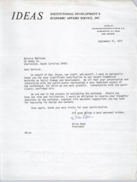 Letter from Brian Beun to Bernice Robinson, September 21, 1971