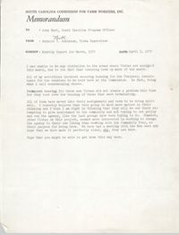 Memorandum from Bernice V. Robinson to John Hurt, March 1972