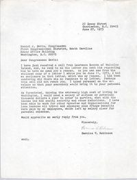 Letter from Bernice Robinson to Mendel Davis, June 27, 1973