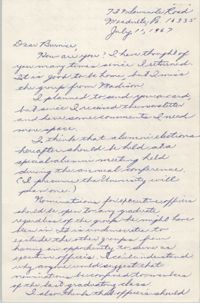 Letter from Thelma Addleman to Bernice Robinson, July 1967