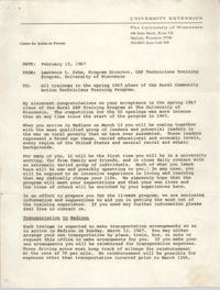 Memorandum from Lawrence L. Suhm to Training Program Trainees, February 15, 1967
