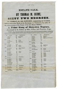 Notice of Estate Sale for Sixty-Two Enslaved Persons